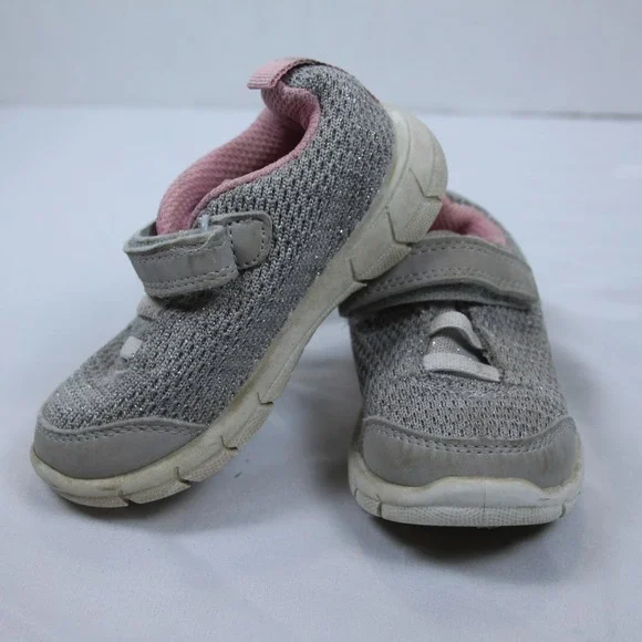 Carters Kids Jody-N Gray Pink‎ Glitter Mesh Sneakers Toddler Girls Size 6M