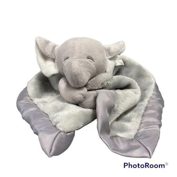 Carter's 2016 Gray Elephant Lovey Security Blanket Satin Trim 15X15 Lovie Binkie