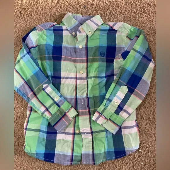 Boys Chaps Plaid Long Sleeve Button Down Shirt