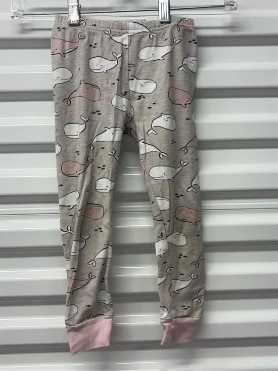 Carter's Whale Print Knit Leggings Pants 4T Gray/Pink/White Cotton Pull On