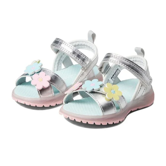 Carter's Sandals Girls 5 Silver Round Toe Adjustable Strap Embellished ZAP2632