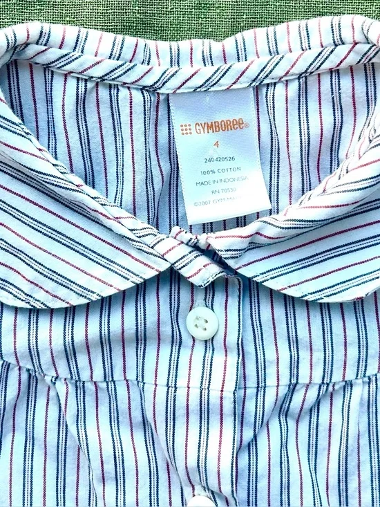100% cotton striped girl’s short sleeve blouse