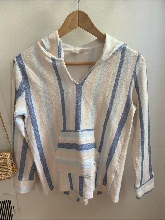 Roxy  10/12 kids Striped Hooded Pullover with front pocket Beach cozy