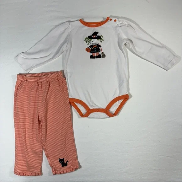Carter's 18 Month White and Orange Witch and Black CatHalloween outfit