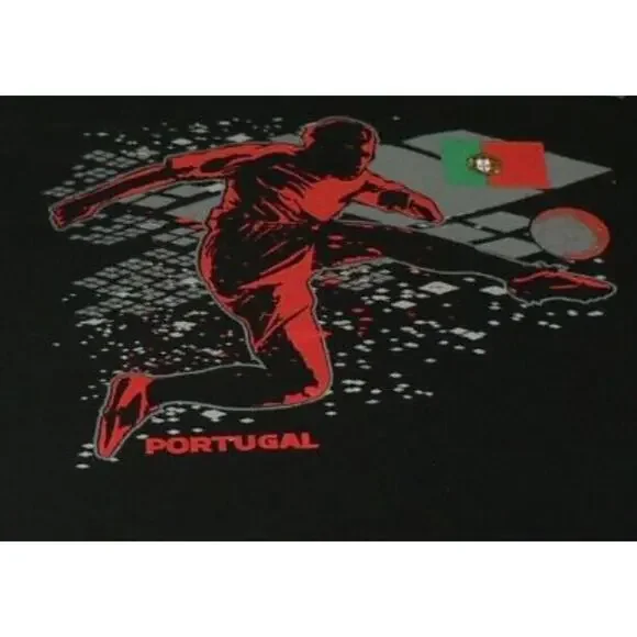 Gen2 Kids National Soccer Apparel Portugal‎ T-Shirt Black/Red/Grey Medium 10/12