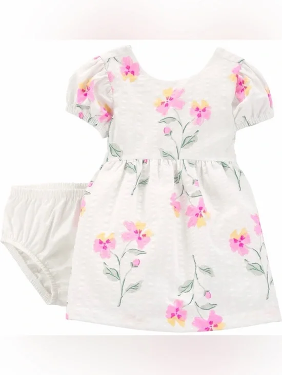 Carter's White Dress with Pink and Yellow Floral Print
