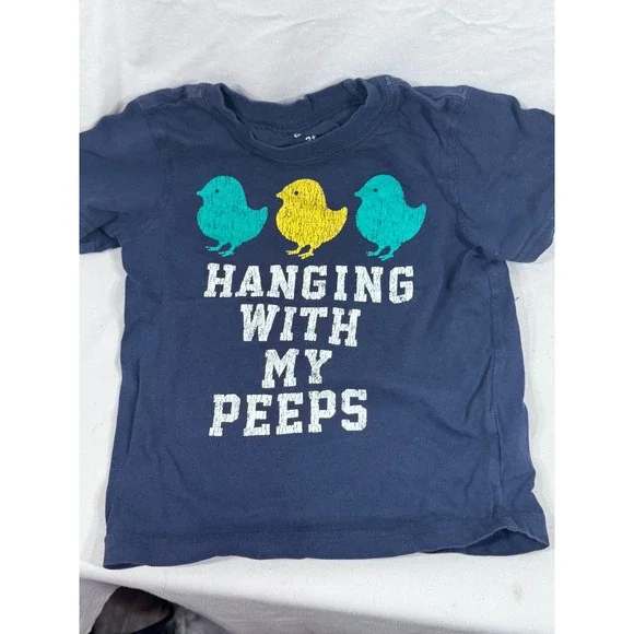 Carters Toddler Boys Girls Navy Blue Hanging With My Peeps Easter T-Shirt 3T