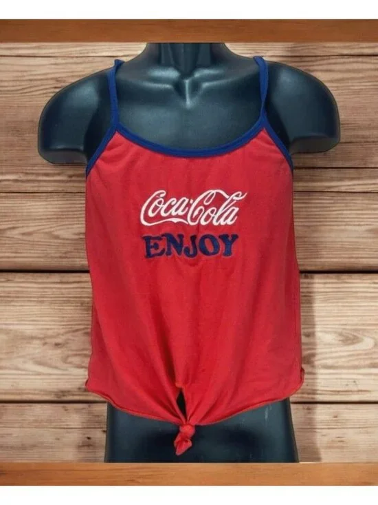 Coca-Cola Girls Enjoy Tank Top Large (11-13) Tied Hem Front