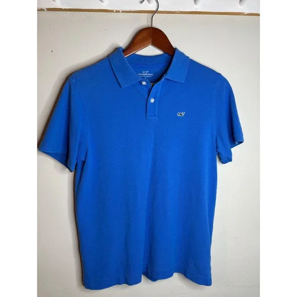 Vineyard Vines Blue Whale Logo Pique Polo Shirt Boys Large 16‎