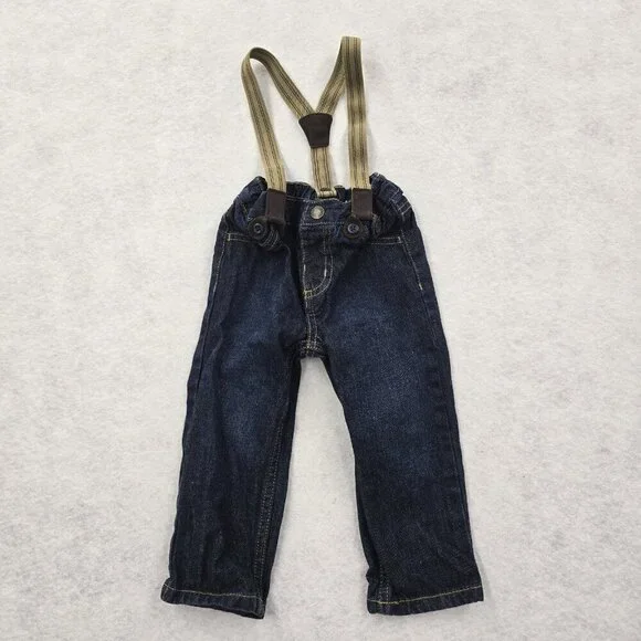 Carters Suspender Jeans Size 18 Month Blue Denim Adjustable Strap Family Photos