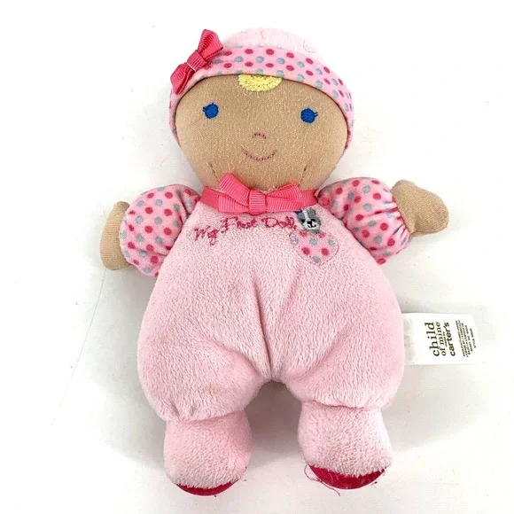 CARTER'S My First Doll BABY GIRL Pink Plush Blue Eyes Rattle Stuffed #‎ 62025