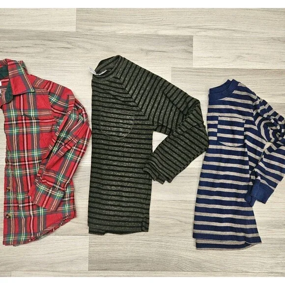 Boys Longsleeve Stripe Shirts Size 5/6 Casual Tommy Bahama Zara Carters Holiday