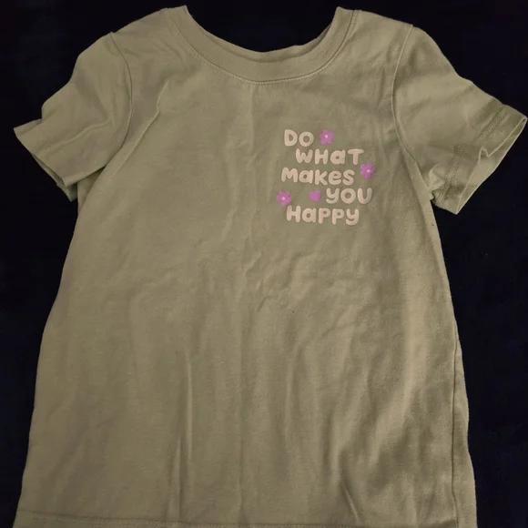 Cat & Jack Sage Green Tee with Pink Flower Graphic