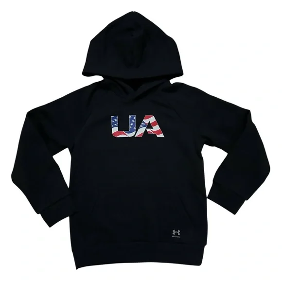 Under Armour Black Freedom Hoodie Sweatshirt Boys Size Small (8) NWT