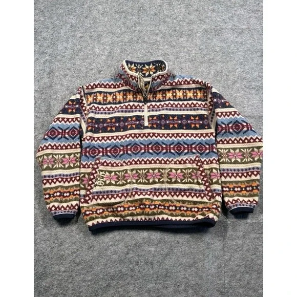 Polo Ralph Lauren 1/4 Zip Fleece Aztec Pullover Sweater Jacket Girls Size M 8-10