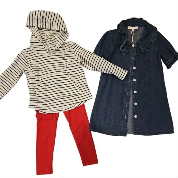 Chic Striped Hoodie with Denim Dress