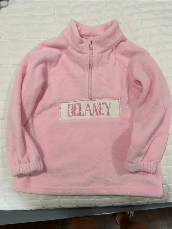 Custom Smock “Delaney” Pink Fleece Half-Zip Pullover
