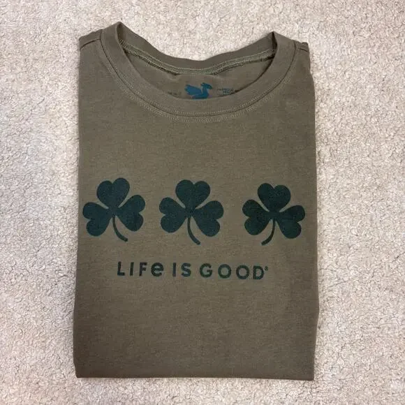NWT Life Is Good Kids Three Shamrock Short Sleeve Crusher Tee Size XL