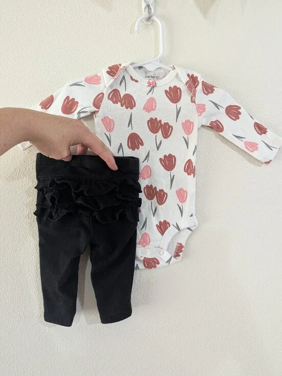 Tulips & Ruffle Leggings Sz 3m
