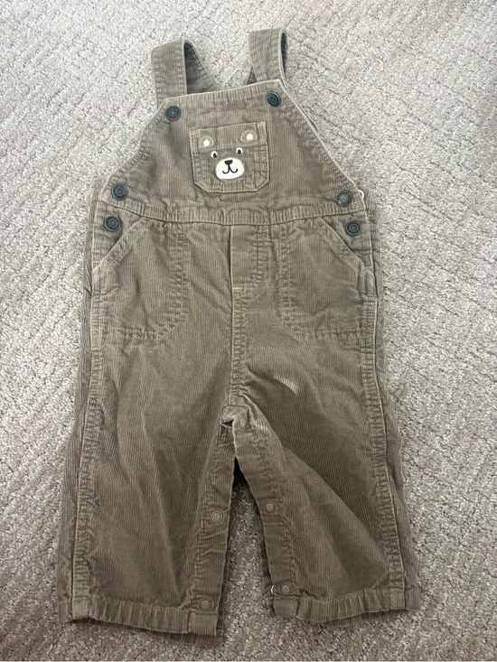9 month Brown Corduroy Overalls with Bear Pocket