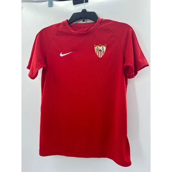 Nike Sevilla FC Dri-FIT Training Jersey Kids XL Red Soccer Shirt Short‎ Sleeve