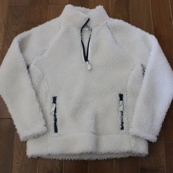 Boys Crewcuts Long Sleeve Off White Sherpa Quarter Zip Sweater‎ Size 8