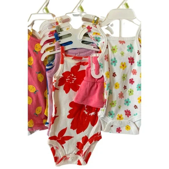 Carters & Okie Dokie Baby Girl Bodysuits & Rompers 3M Cotton Pink Floral Lemonad