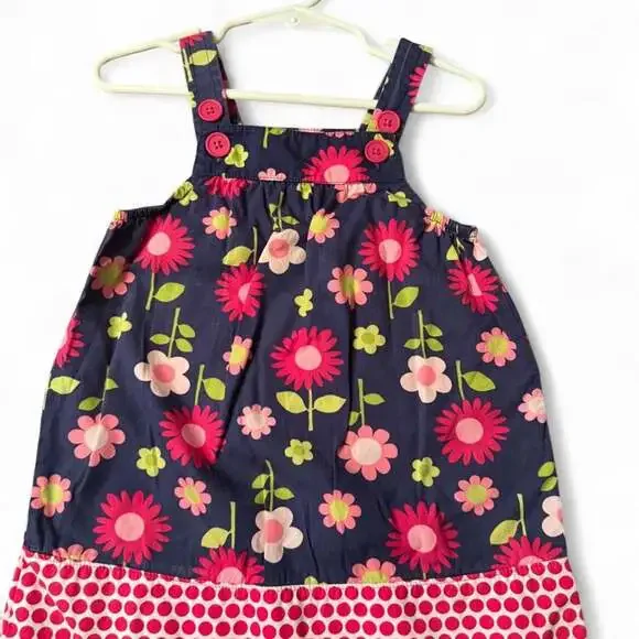 Carter's Girls Floral Print Jumper Dress Size 18 Months Navy Blue
