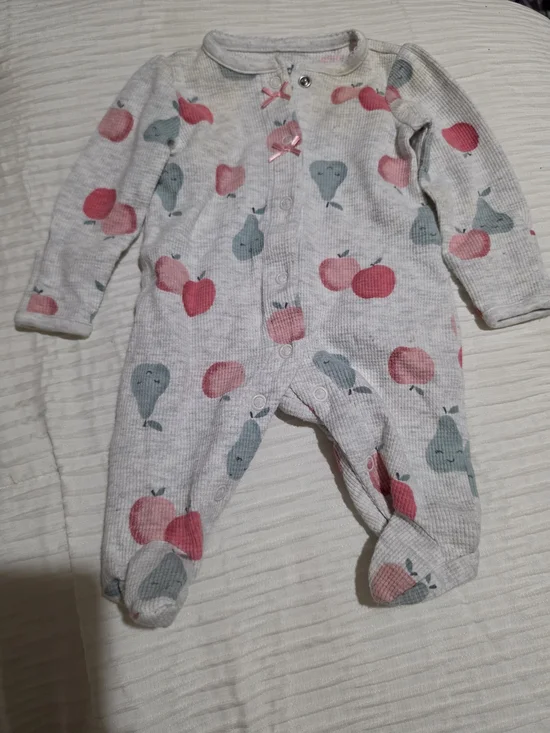 Carter's Baby One-Piece Footed Pajamas in Pink & Gray Fruit Print