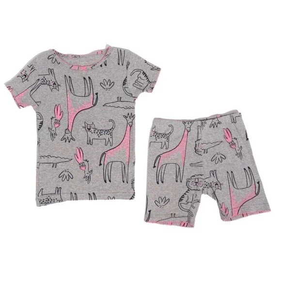 Baby Toddler Girl 2 Piece Pjs Pajama Sleep Set Cotton Zoo Animals 2T Cute