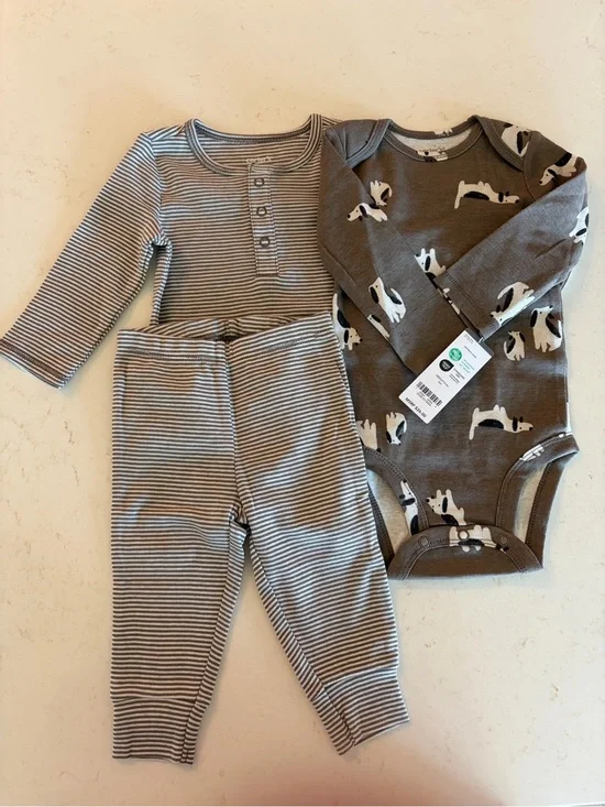 Carter’s Three-Piece Set with Dog Print Onesie
