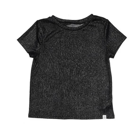 Treasure‎ & Bond Girls Short Sleeve Ribbed Shimmer Tee in Black XL (14/16)