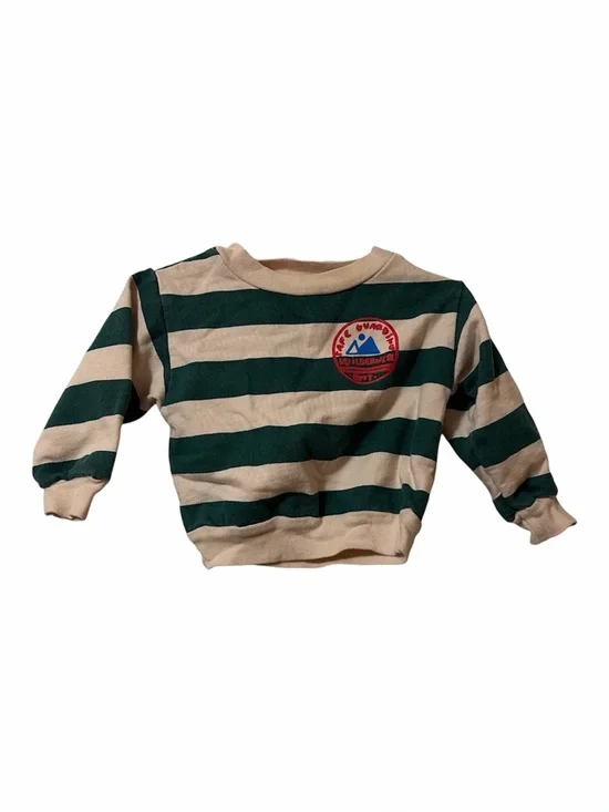 Bonmot Wilderness 100% Organic Striped Green & Cream Kids Sweatshirt