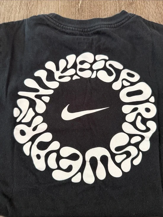 Nike Black Kids Short Sleeve Tee with White Logo