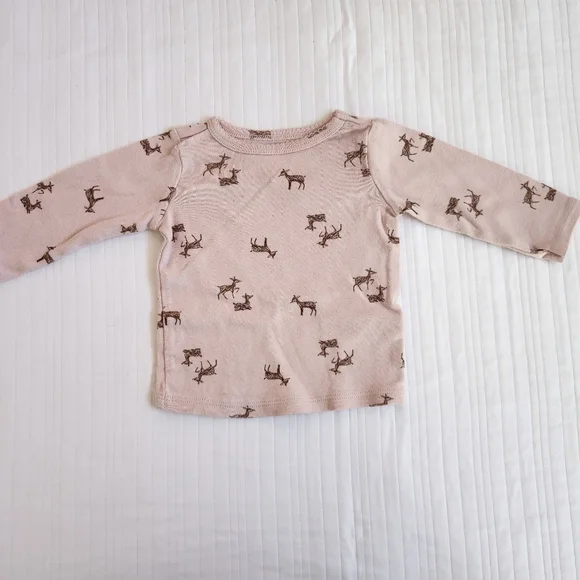 Carter's Light Pink Deer Pattern Long Sleeve Tee