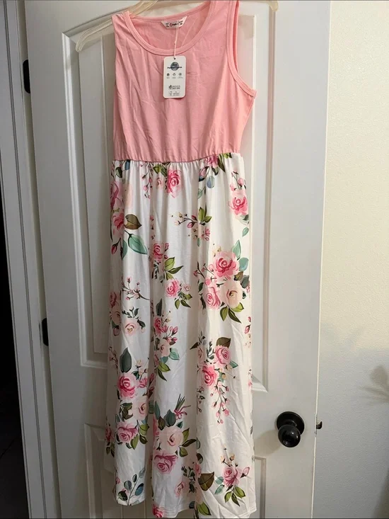 Carter's Pink and White Floral Sleeveless Maxi Dress