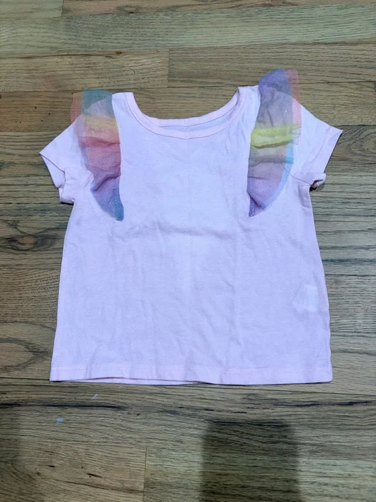 Toddler girl light pink tulle ruffle tshirt