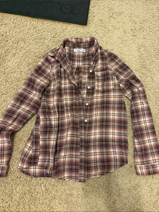 abercrombie kids Brown and Cream Plaid Button-Down Shirt