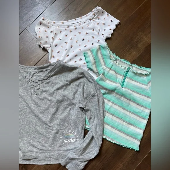 Lot of 3 girls summer spring tops Justice 12