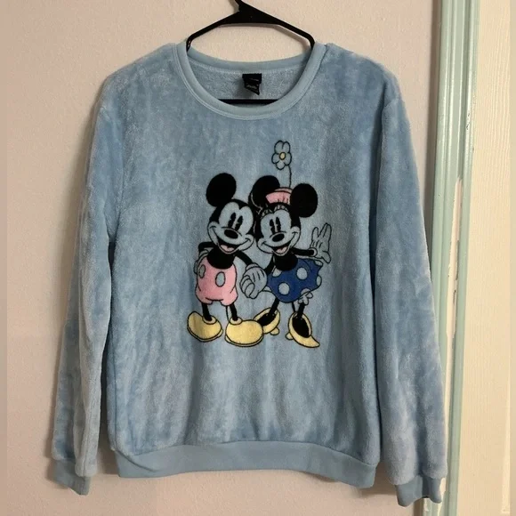 Disney Kids Blue Fleece Sweater with Mickey and Minnie
