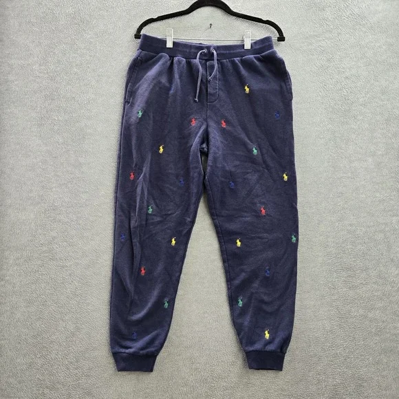 Polo Ralph Lauren Boy Pants XL‎ (18-20) Navy Pony AOP Embroidery Sweatpants