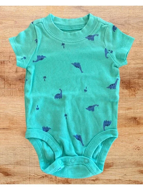 Carter's Blue Dinosaur Print Bodysuit 3 Months Short Sleeve Baby One Piece