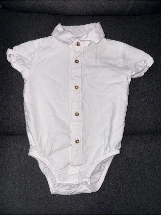 Carter's White Button-Front Baby One-Piece