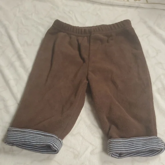 🐻 Carter's Brown Sweatpants with Striped Cuffs