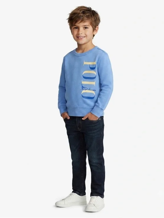 Polo by Ralph Lauren Light Blue Crewneck Sweatshirt with Vertical Logo
