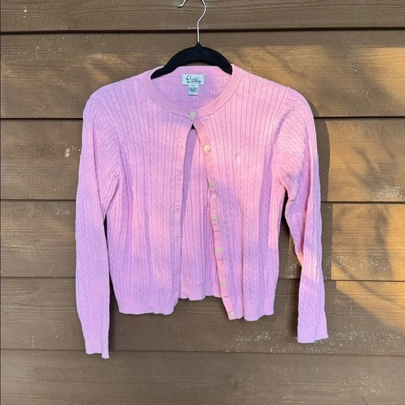 Lilly Pulitzer Bubblegum Pink Knit Girls Cardigan size 14