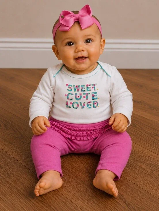 3m Baby Girl Carter's Outfit And headband
