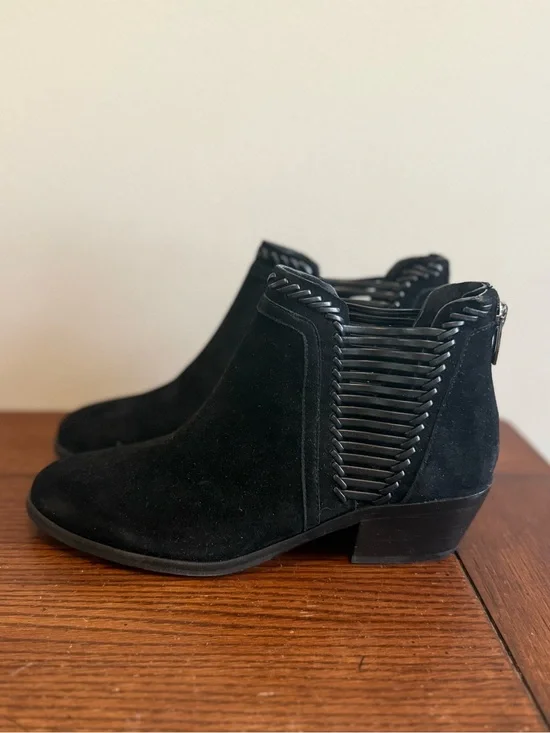 Vince Camuto Black Suede Ankle Boot with Braided Detail New 7
