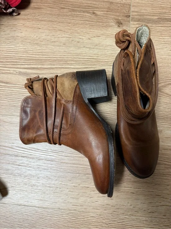 Freebird by Steven Brown Leather Ankle Boots with Wrap Laces