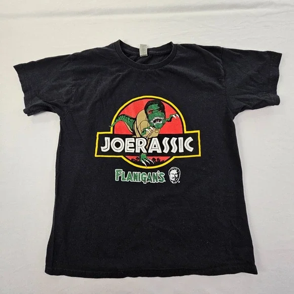 Joerassic Flanigan's Black Short Sleeve Cotton T-Shirt Youth L